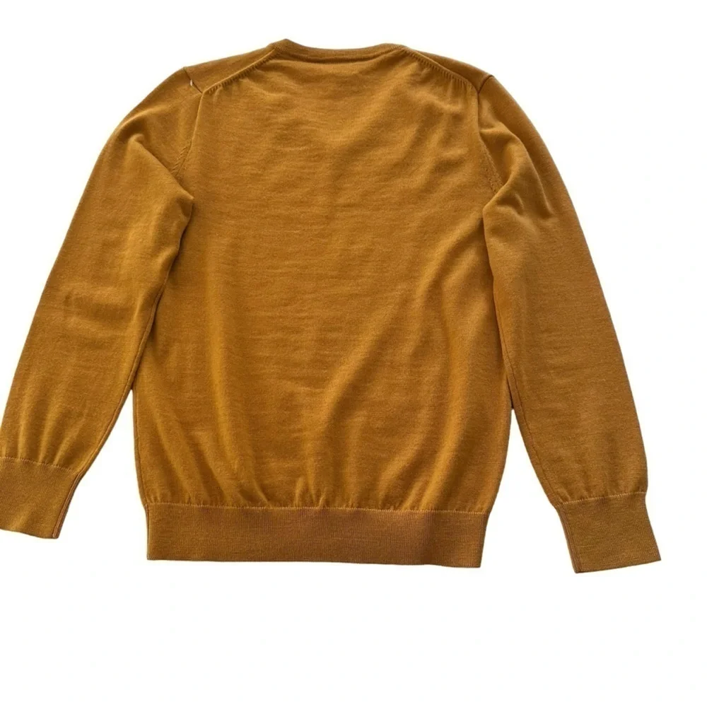 J. CREW ITALIAN TOLLEGNO MERINO WOOL V-NECK YELLOW SWEATER SIZE SMALL